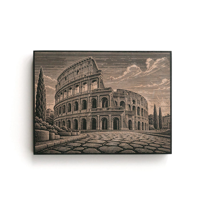 Rome Colosseum Engraved Birch Art Panel