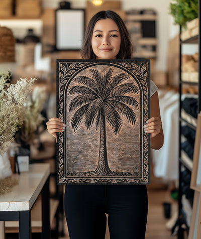 Palm Tree Engraved Birch Illustration