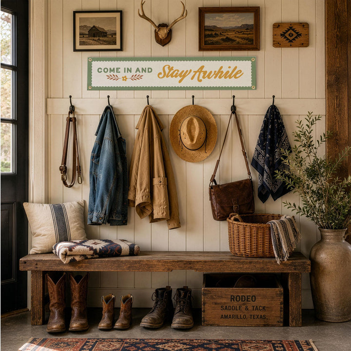 Come In and Stay Awhile Felt Banner