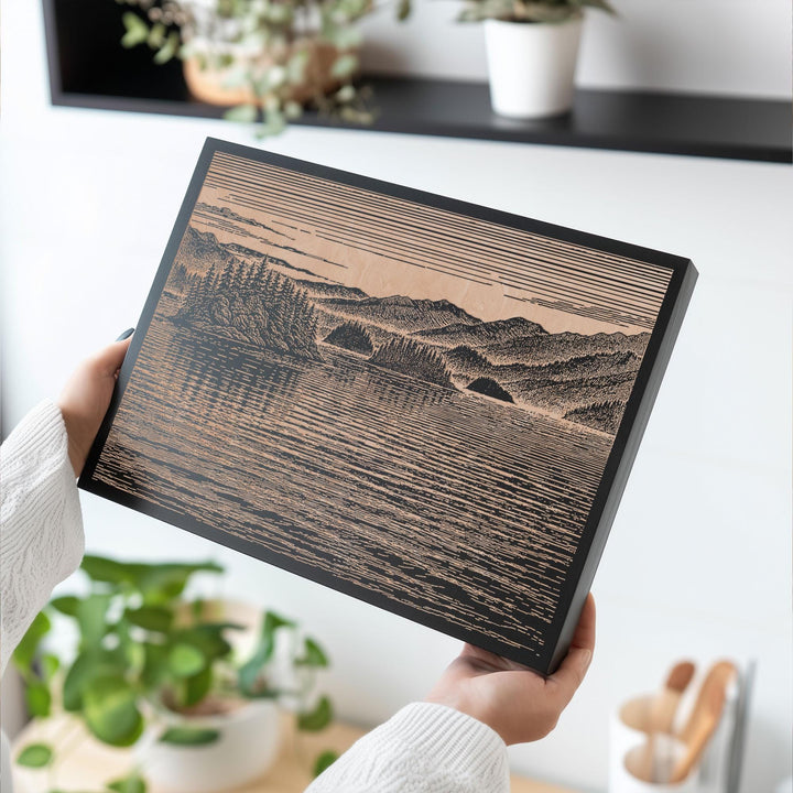 Inside Passage British Columbia Engraved Birch Art Panel
