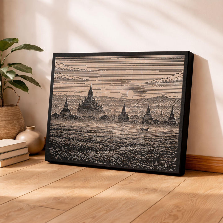 Bagan Myanmar Engraved Birch Art Panel