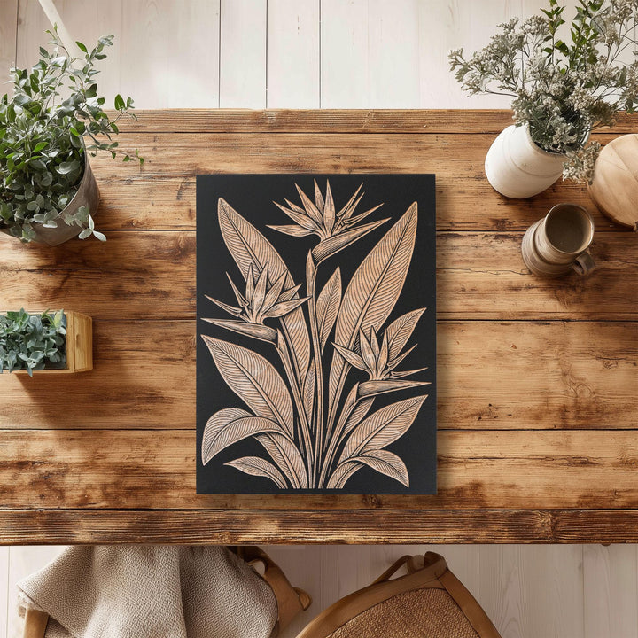 Birds of Paradise Engraved Birch Art Panel