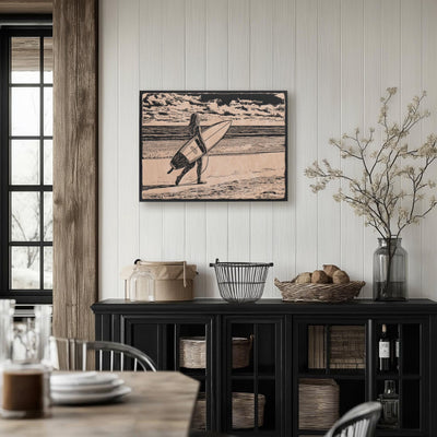 Surfer Girl on a Beach Wall Art