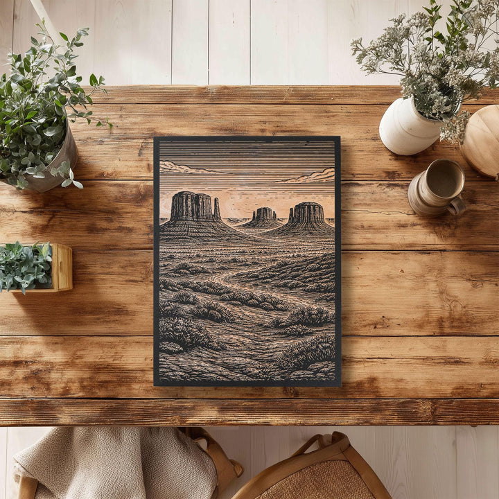 Monument Valley Engraved Birch Art Panel