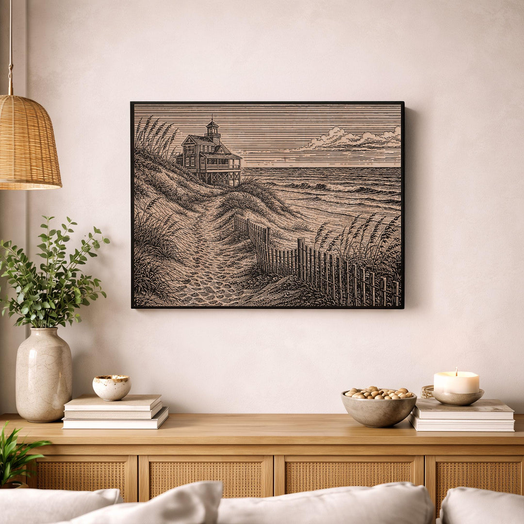 Outer Banks Lifesaving Station Engraved Birch Art Panel