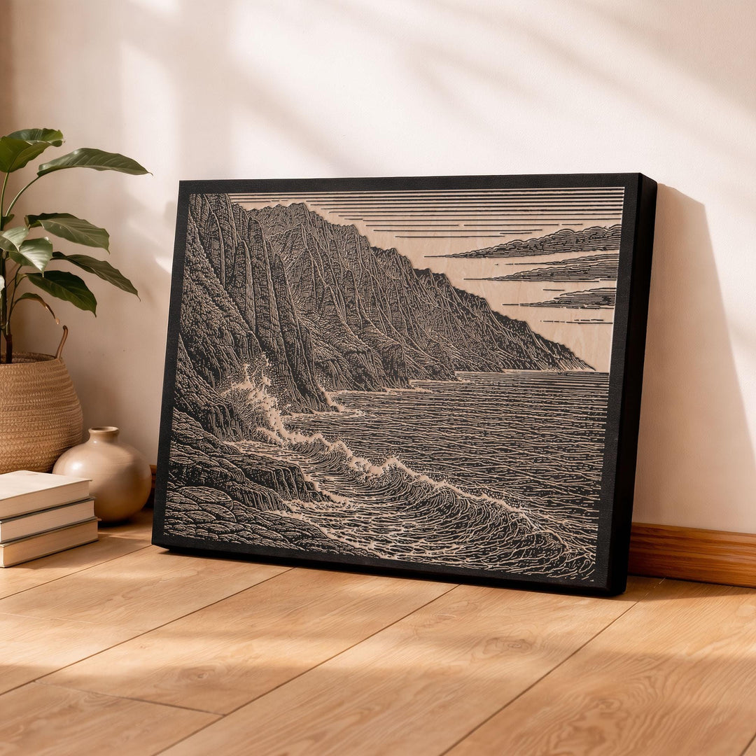 Na Pali Coast Hawaii Engraved Birch Art Panel