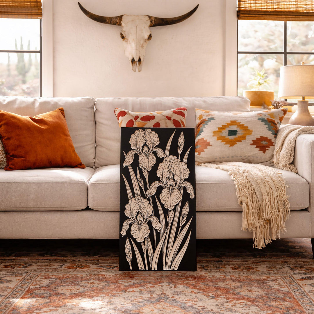 Iris Bloom Engraved Birch Art Panel