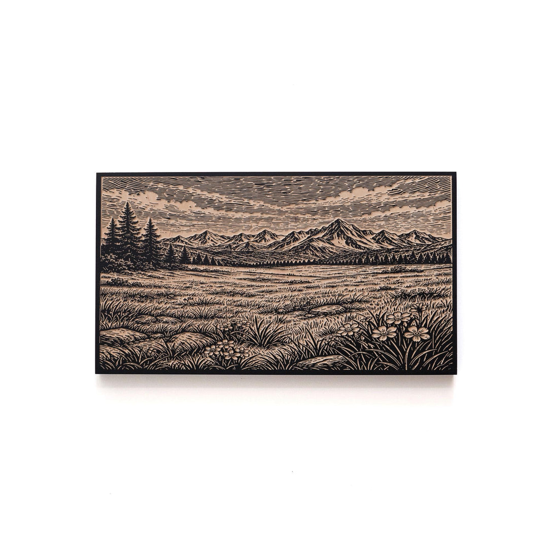 Mountain Meadow Engraved Birch Art Panel
