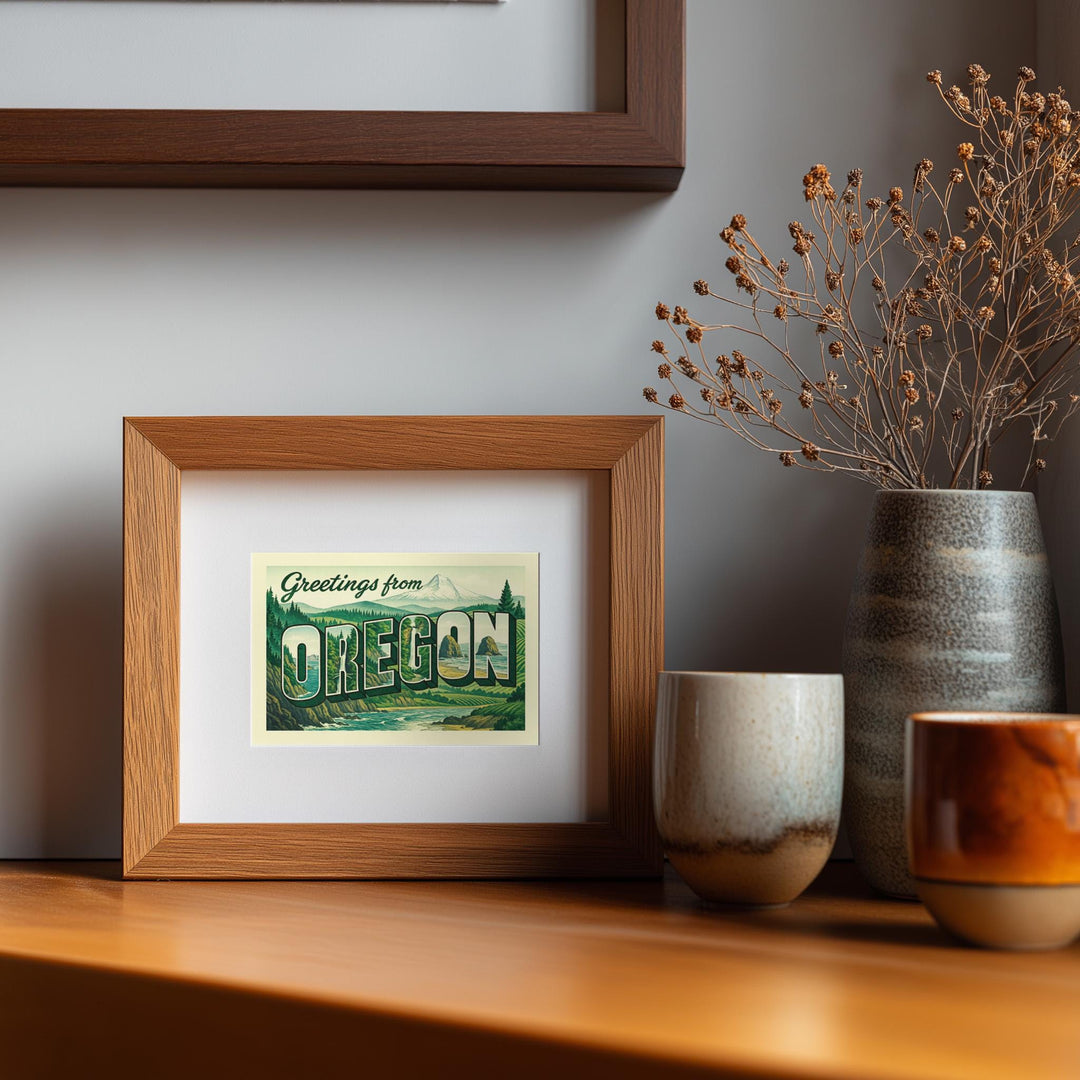 Oregon Postcard Art Print