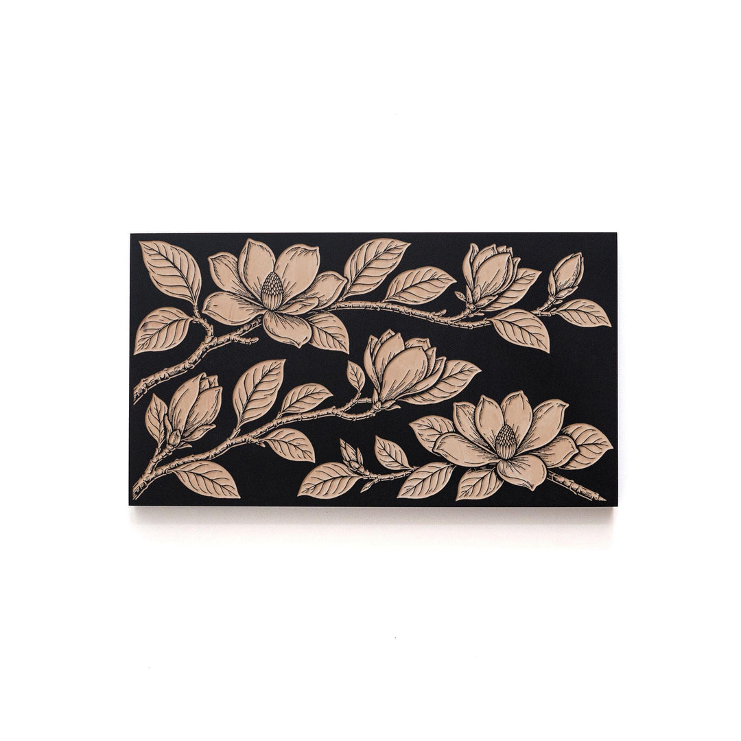 Southern Magnolia Blossoms Engraved Birch Art Panel