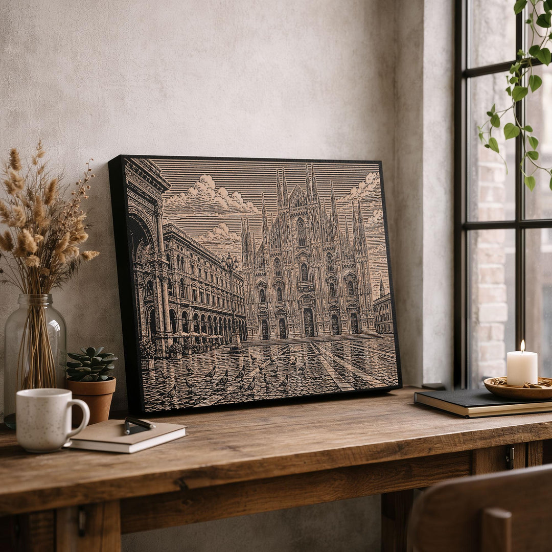 Duomo di Milano Engraved Birch Art Panel