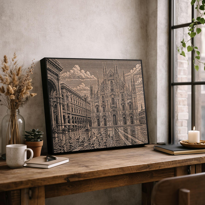 Duomo di Milano Engraved Birch Art Panel