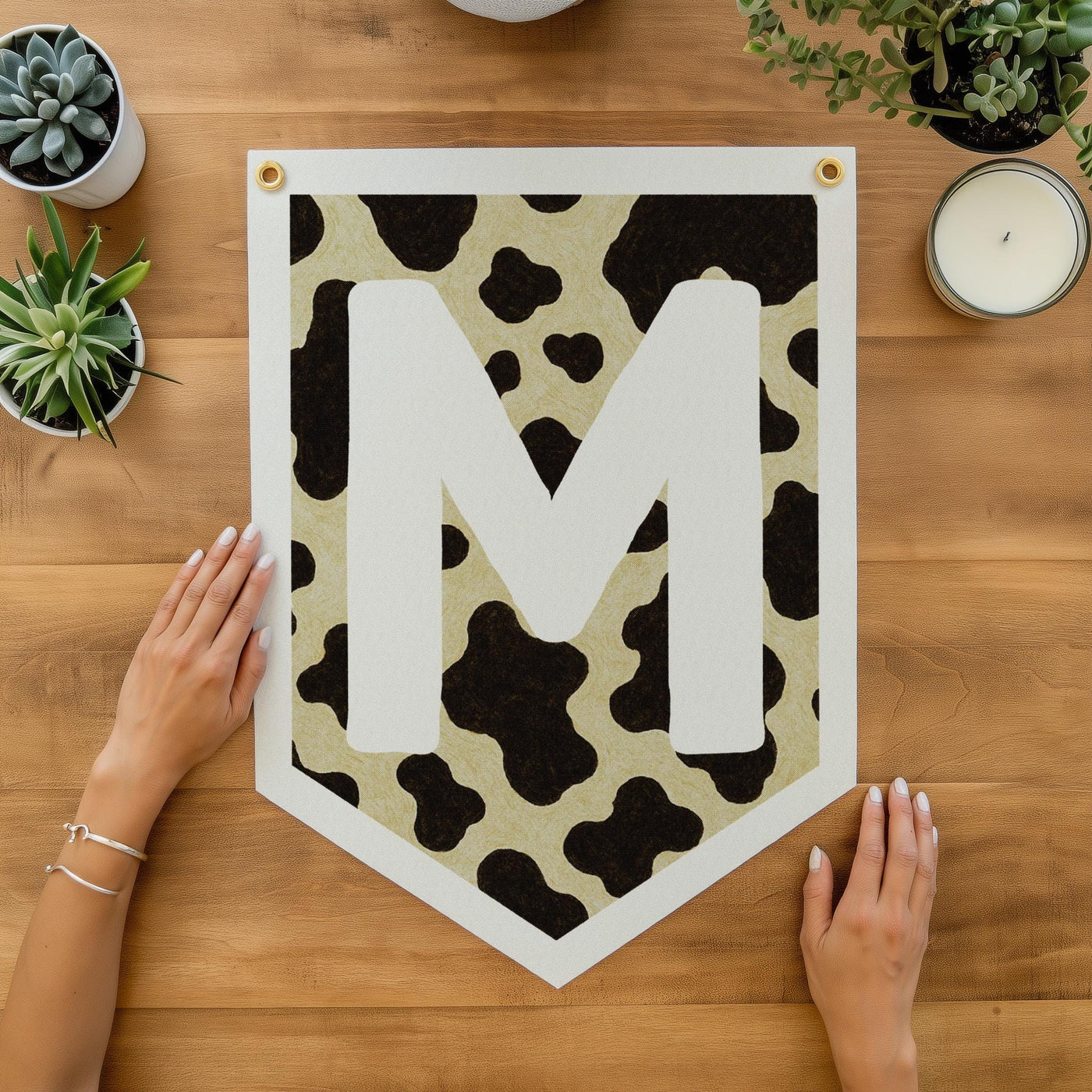Custom Animal Print Letter Felt Camp Flag