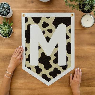 Custom Animal Print Letter Felt Camp Flag