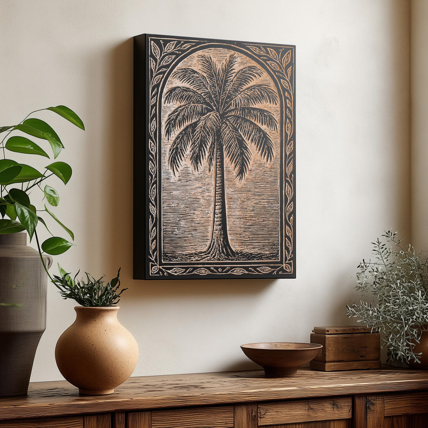 Palm Tree Engraved Birch Illustration