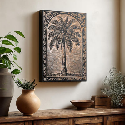 Palm Tree Engraved Birch Illustration