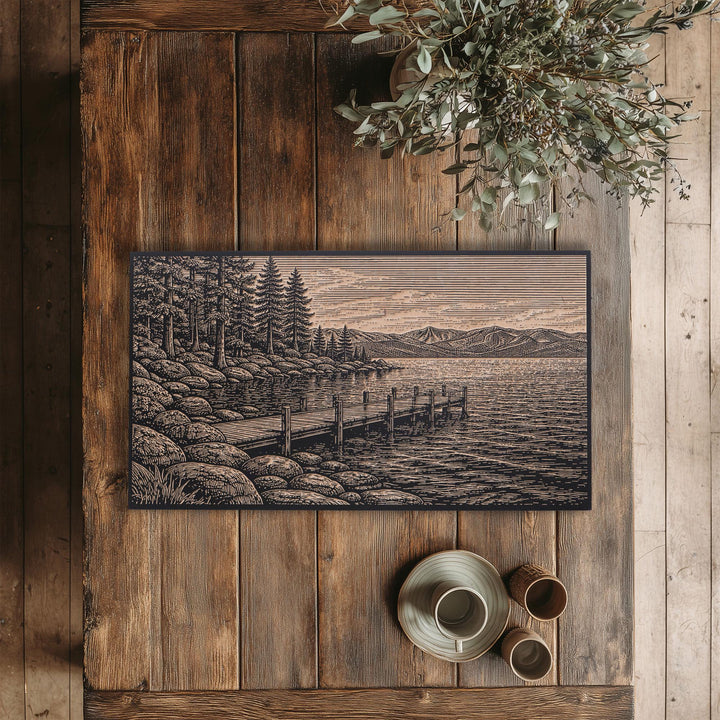 Lake Tahoe North Shore Engraved Birch Art Panel