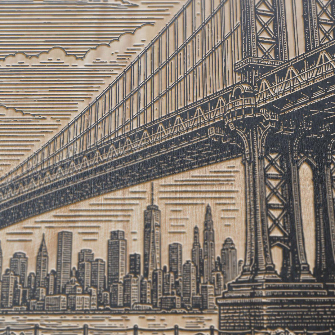 Brooklyn Bridge Engraved Birch Art Panel
