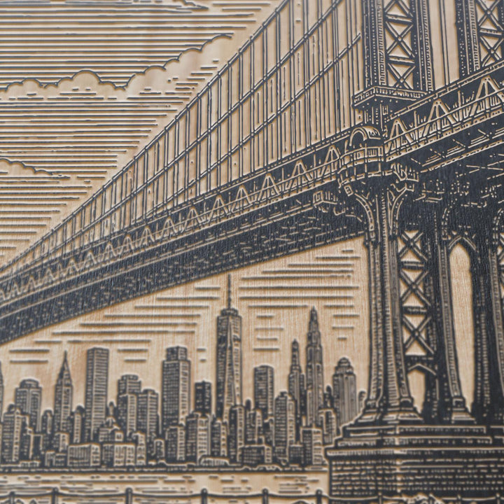 Brooklyn Bridge Engraved Birch Art Panel
