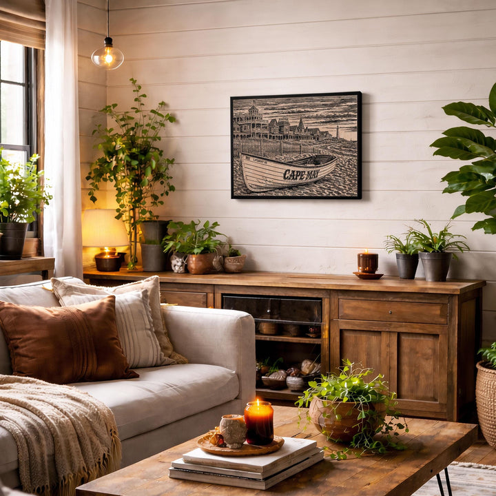 Cape May New Jersey Engraved Birch Art Panel