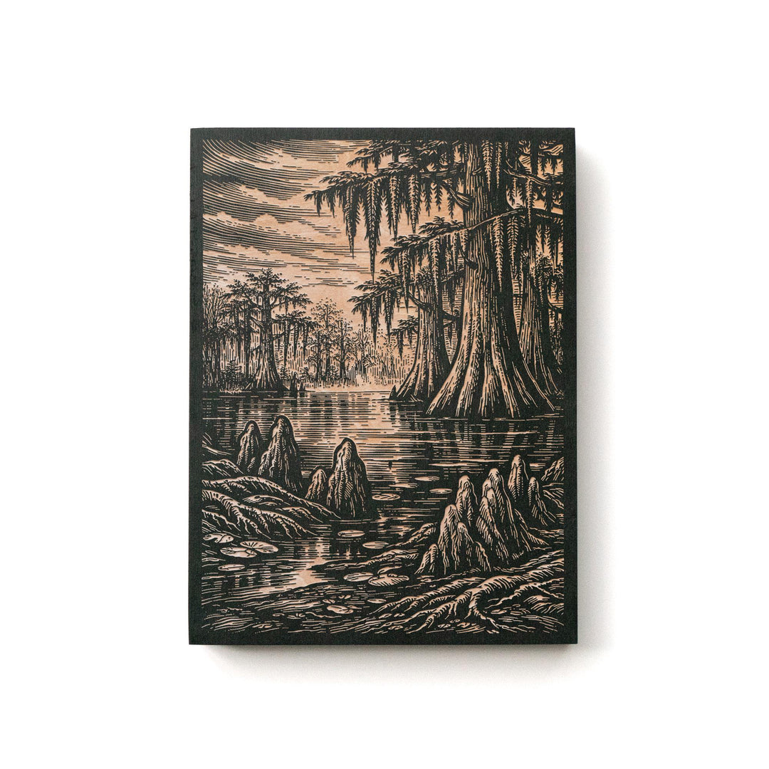 Misty Cypress Swamp Engraved Birch Art Panel