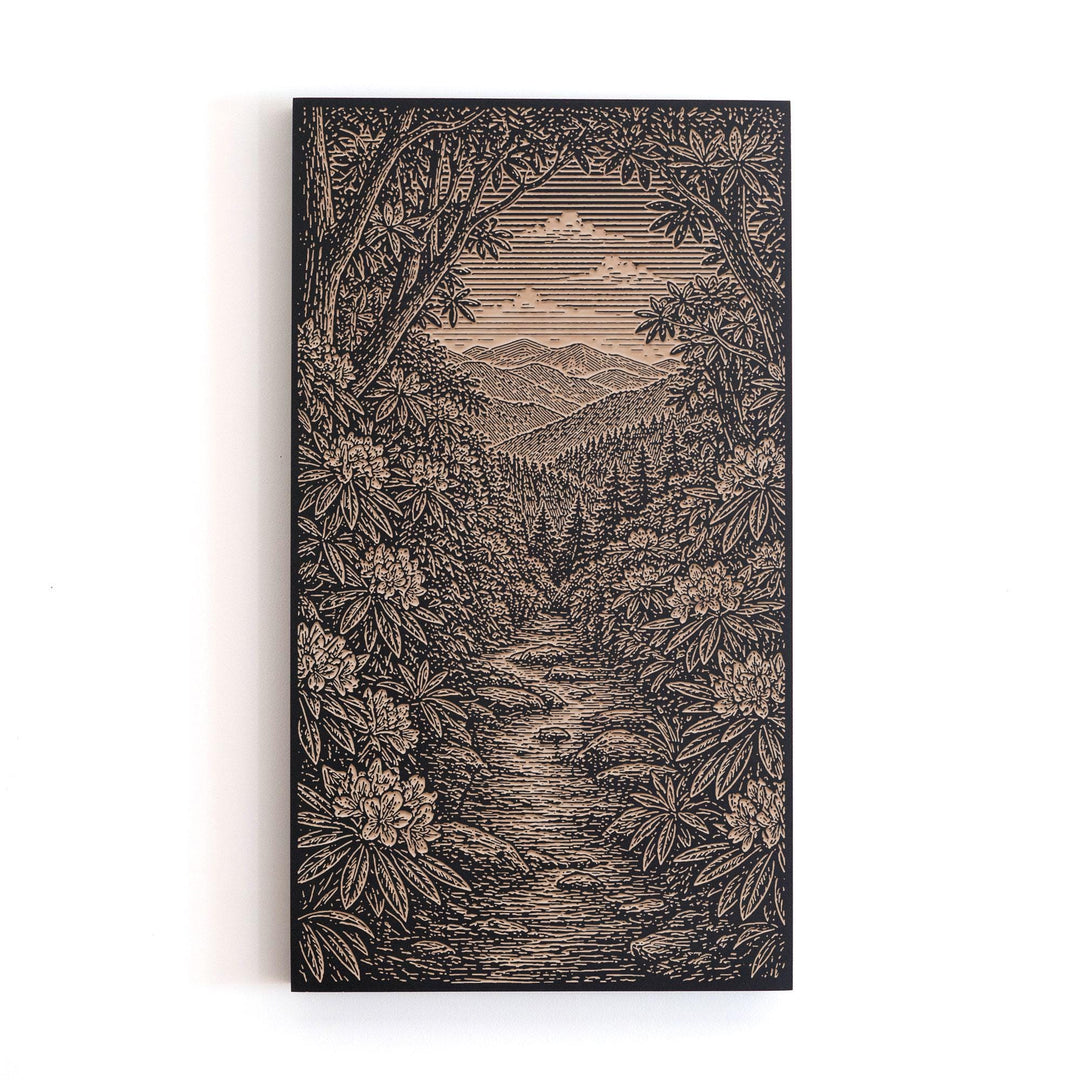 Rhododendron Tunnel in the Smokies Engraved Birch Art Panel