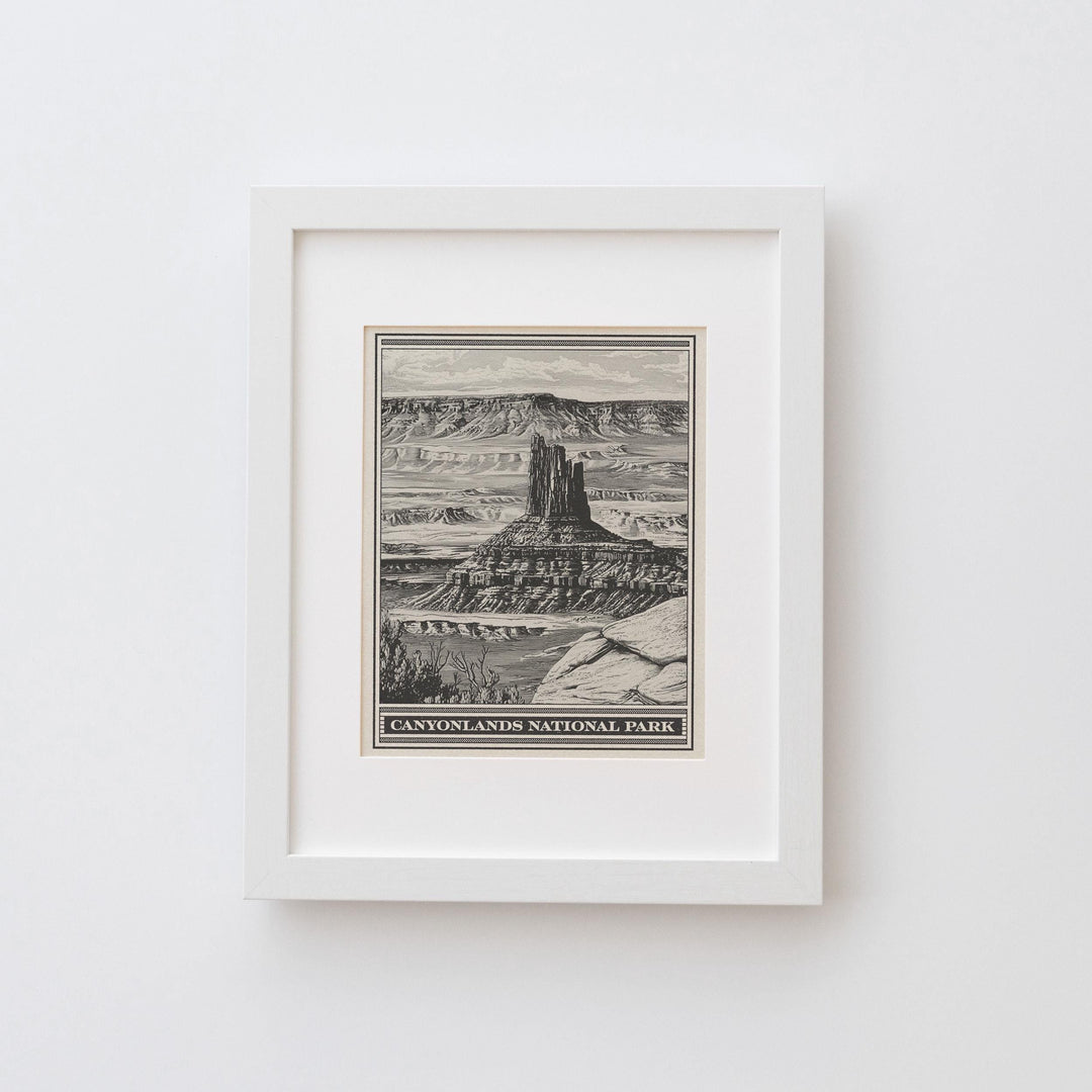 Canyonlands National Park Lithograph Style Print - Vintage Utah archival matte fine art print. Needles Rocks Island in the Sky Desert Gift.
