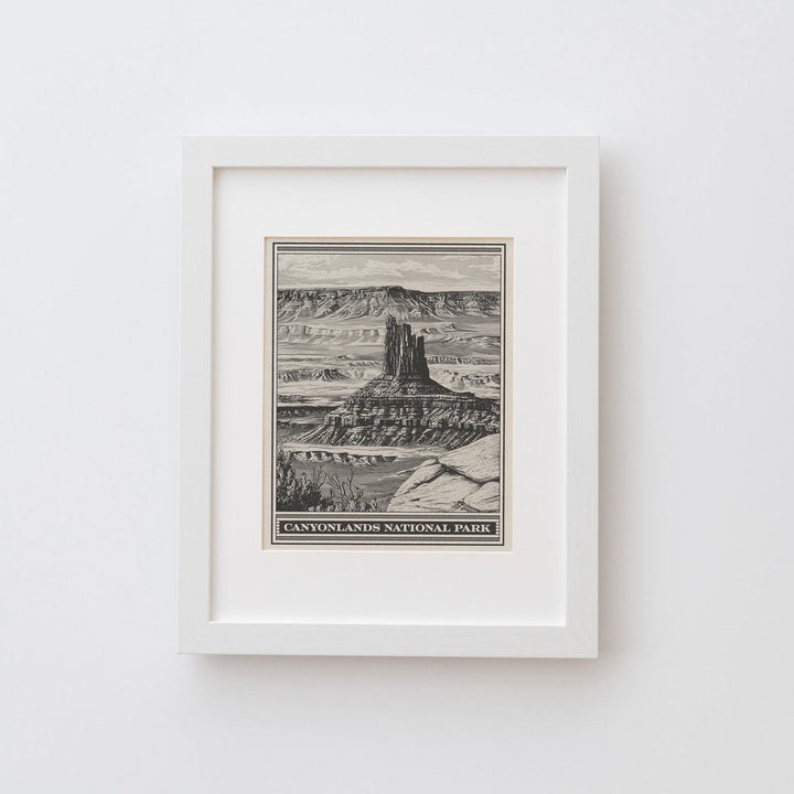 Canyonlands National Park Lithograph Style Print - Vintage Utah archival matte fine art print. Needles Rocks Island in the Sky Desert Gift.