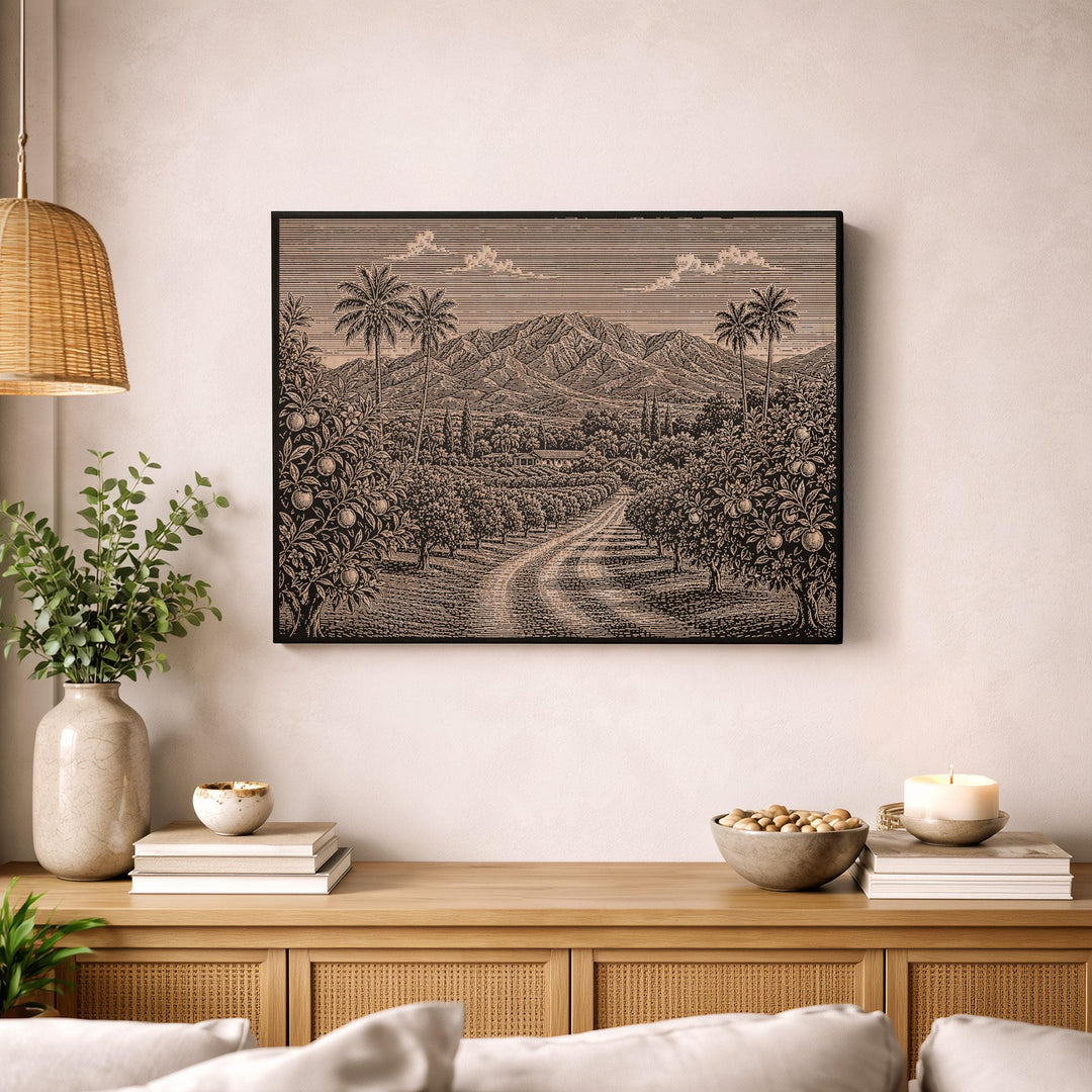 Ojai Orange Grove Engraved Birch Art Panel