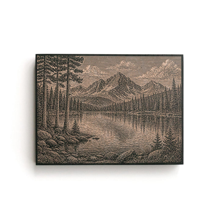 Alpine Lake Engraved Birch Art Panel