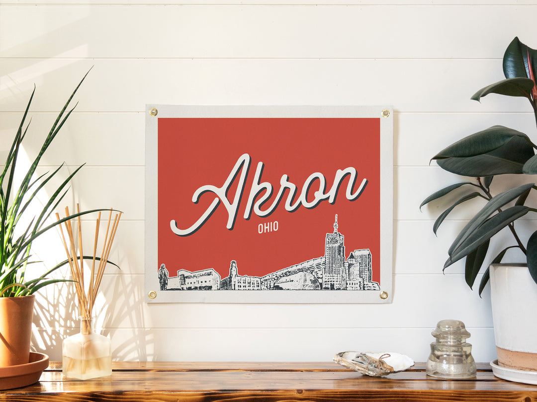 Akron, Ohio City Felt Banner