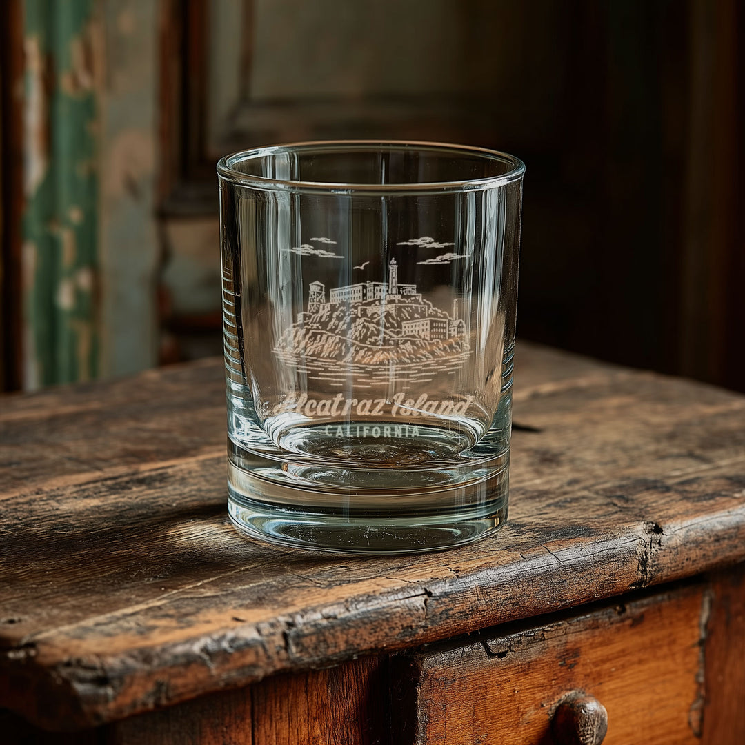 Alcatraz Island California Engraved Glass