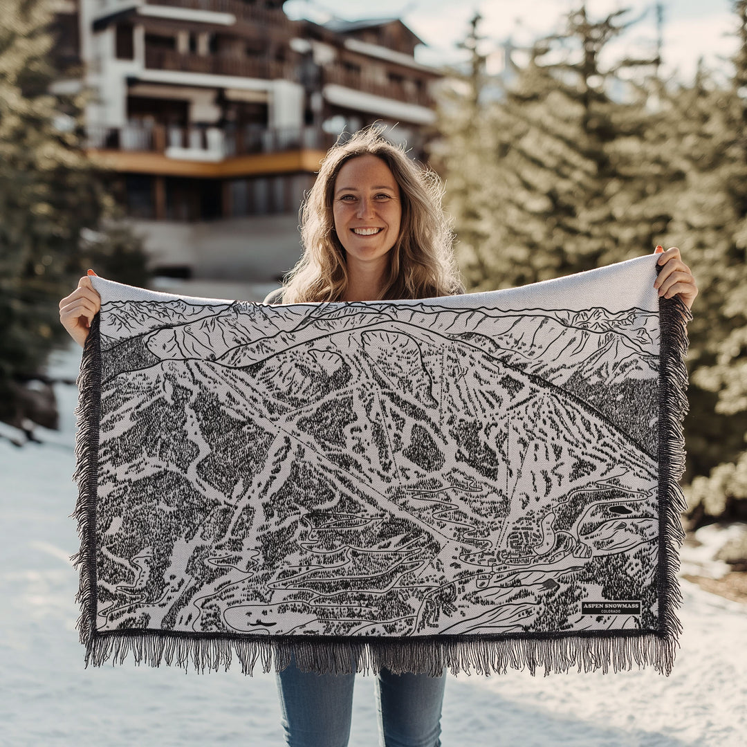 Aspen Snowmass, Colorado Ski Trail Map Blankets