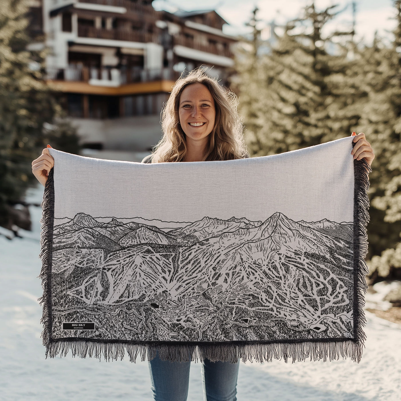 Big Sky, Montana Ski Trail Map Blankets