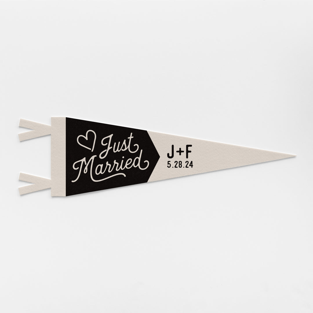 Custom Just Married Wedding Sign Felt Pennant