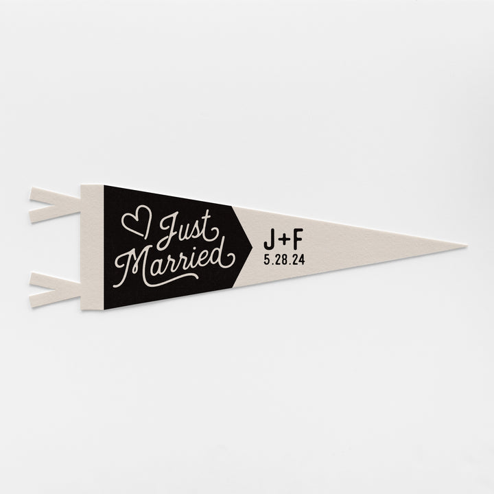 Custom Just Married Wedding Sign Felt Pennant
