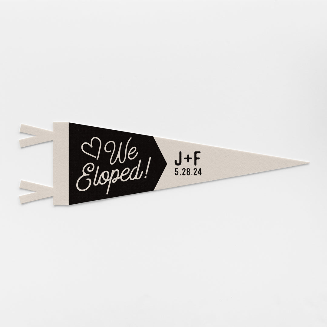 Custom We Eloped Wedding Sign Felt Pennant
