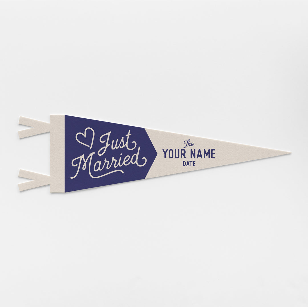 Custom Just Married Wedding Sign Felt Pennant