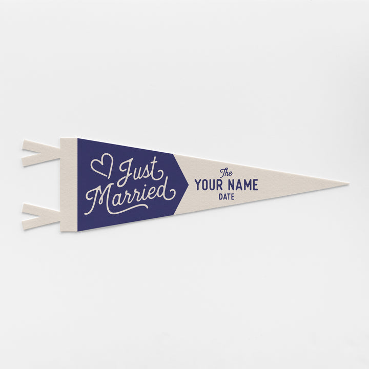 Custom Just Married Wedding Sign Felt Pennant