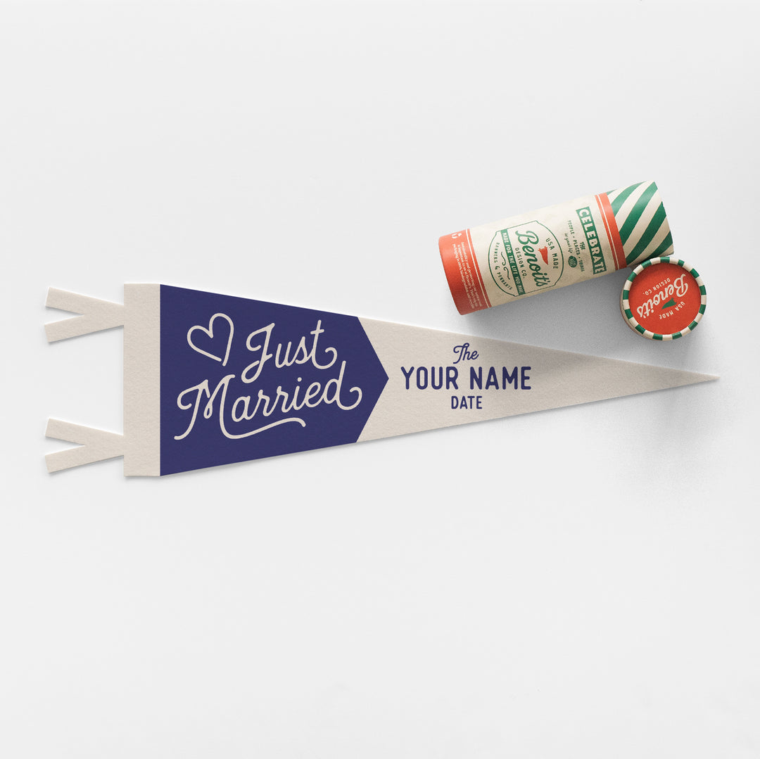 Custom Just Married Wedding Sign Felt Pennant