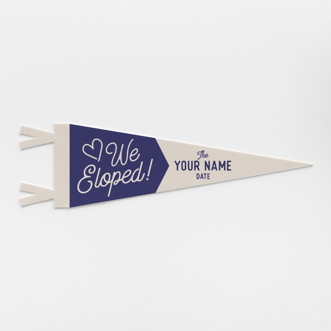 Custom We Eloped Wedding Sign Felt Pennant