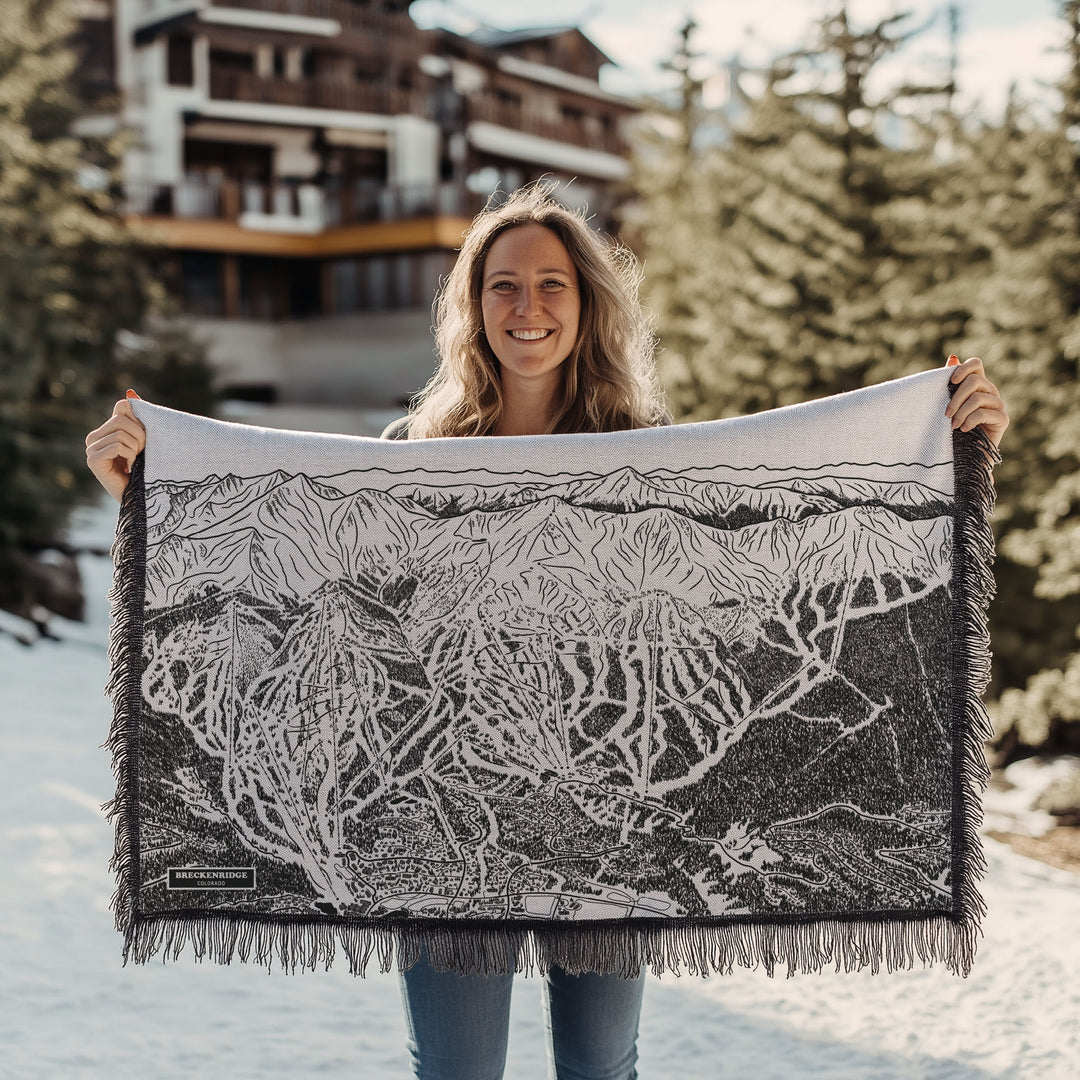 Breckenridge, Colorado Ski Trail Map Blankets