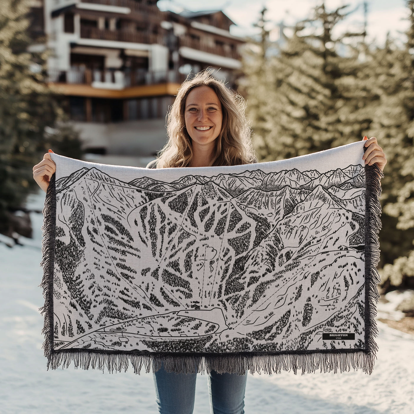 Brighton, Utah Ski Trail Map Blankets