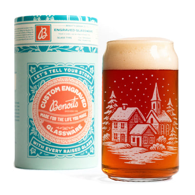 Winter Village Scene Glasses