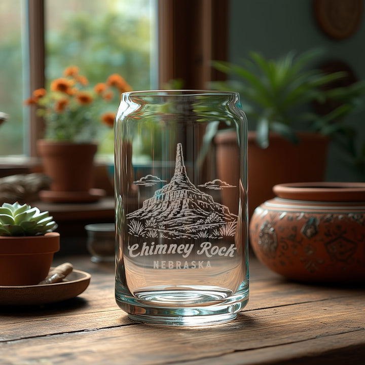 Chimney Rock Nebraska Engraved Glass
