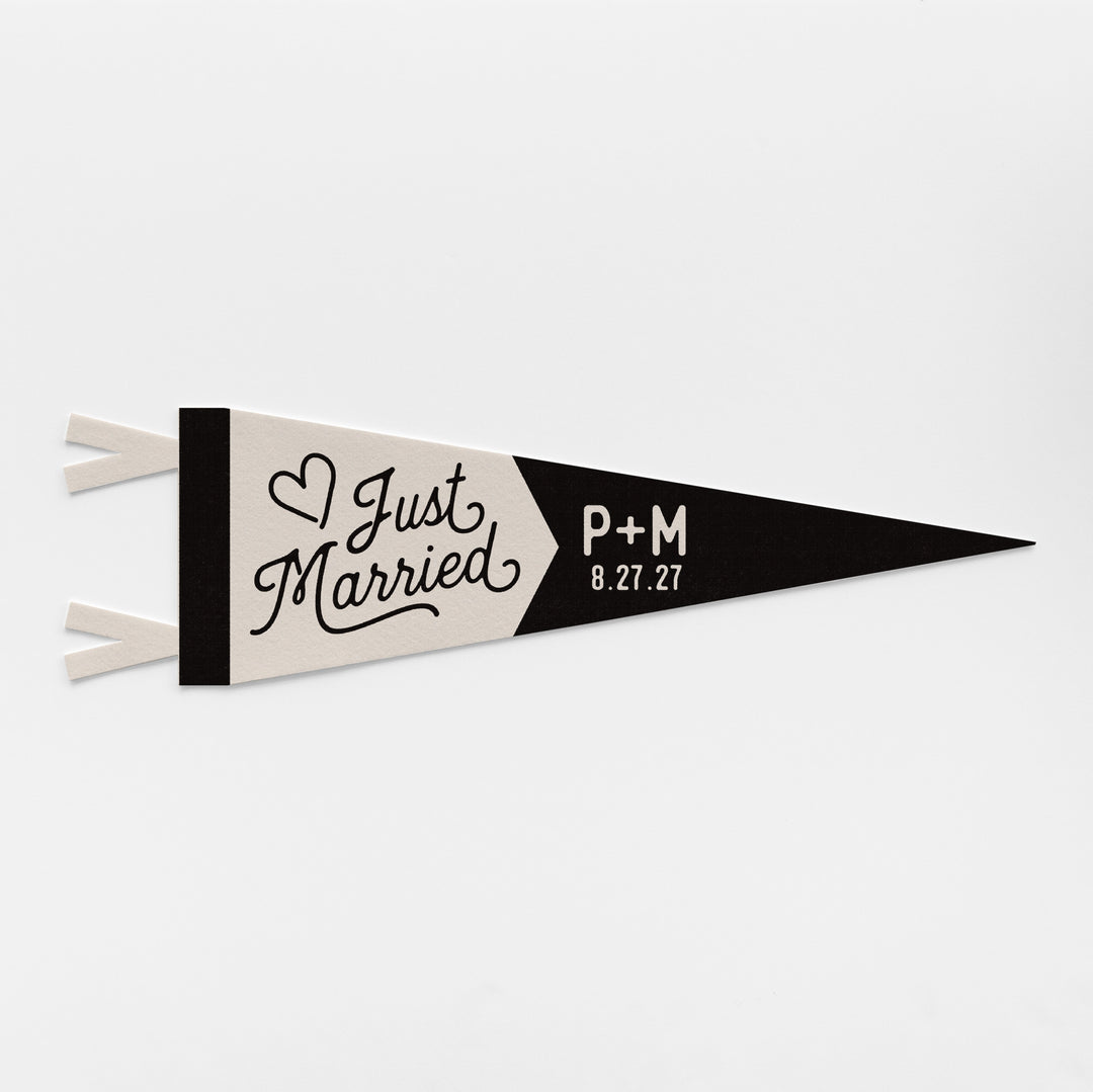 Custom Just Married Wedding Sign Felt Pennant