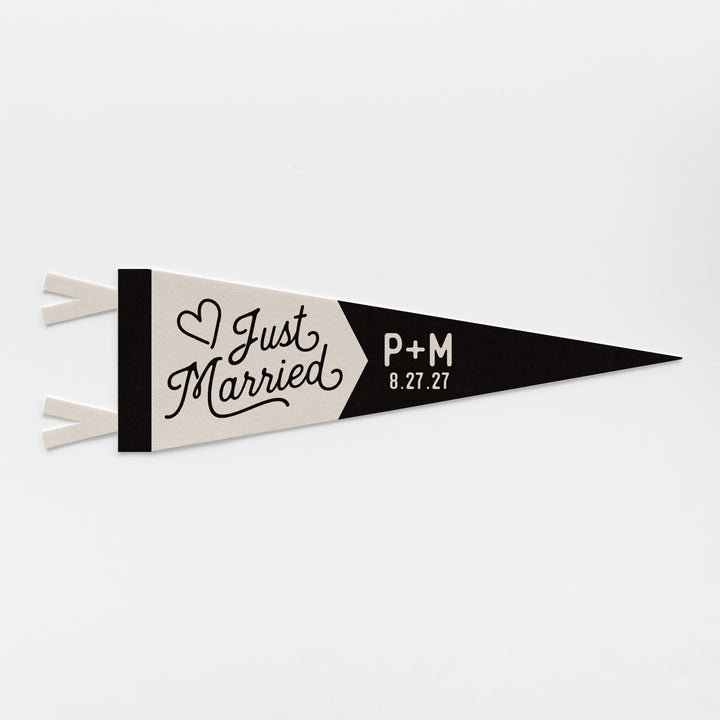 Custom Just Married Wedding Sign Felt Pennant