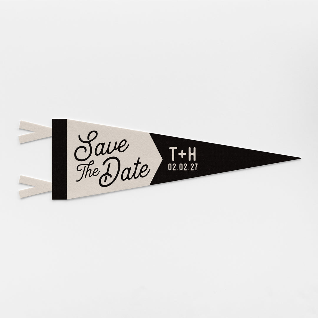 Custom Save The Date Wedding Sign Felt Pennant