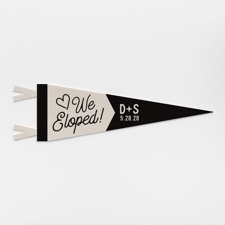 Custom We Eloped Wedding Sign Felt Pennant