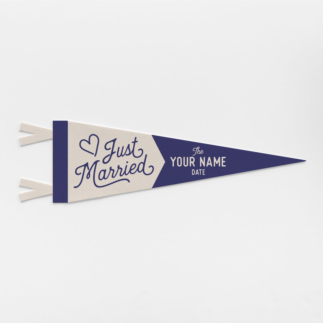 Custom Just Married Wedding Sign Felt Pennant